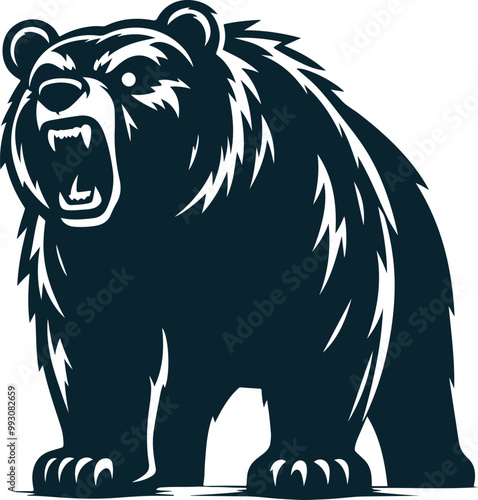 Angry bear Silhouette Vector file. on white background