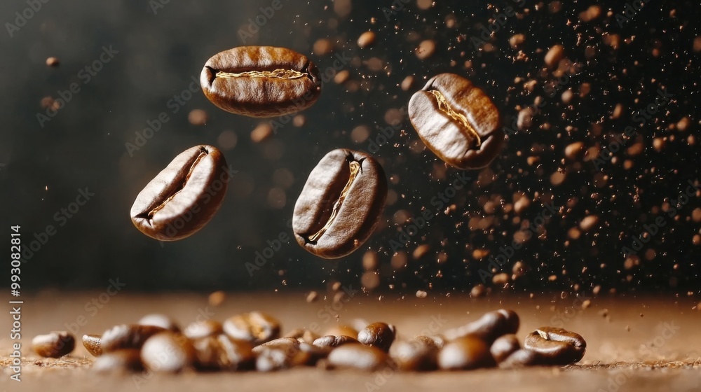 Levitating Coffee Beans with Slow Motion Effect Levitating Coffee Beans with Slow Motion Effect