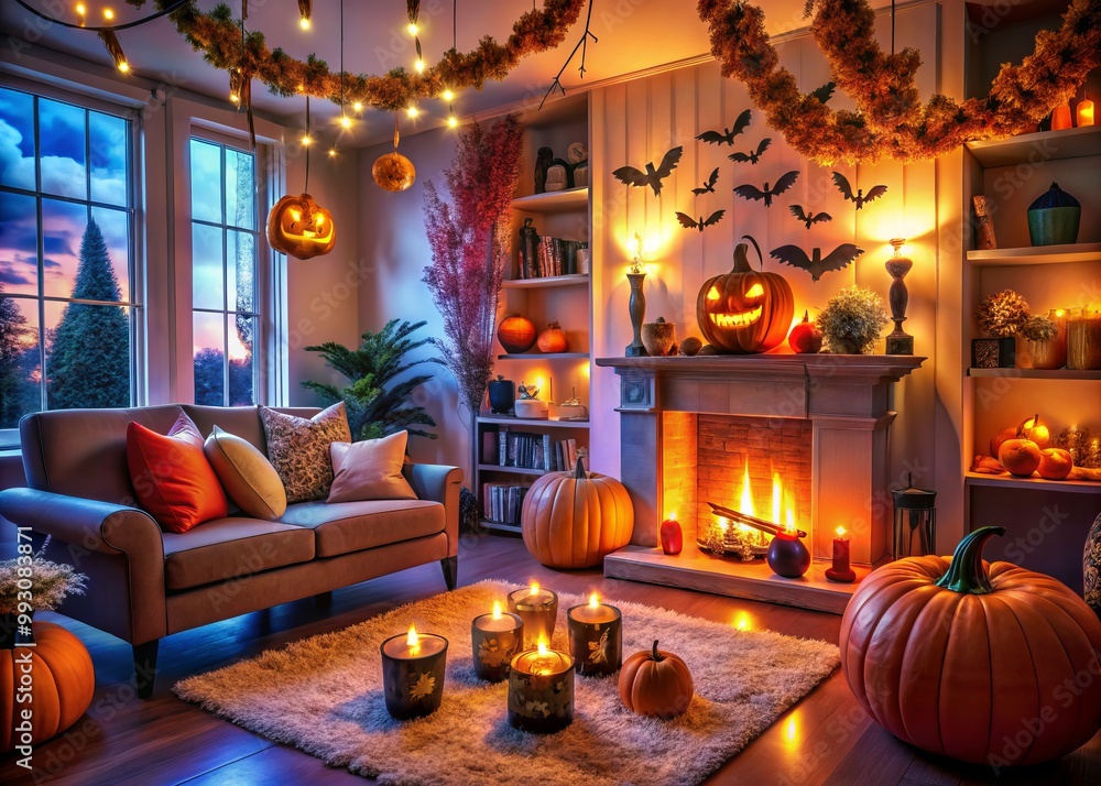 Obraz premium Elevate your Halloween celebration with innovative interior design ideas to create a spooky ambiance, ensuring your
