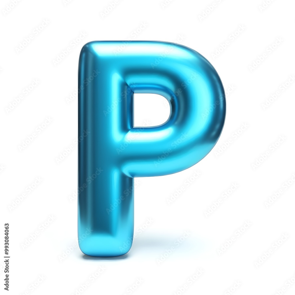 Blue letter P in shape of a balloon, Clean image, high quality, white background Blue letter P in shape of a balloon, Clean image, high quality, white background