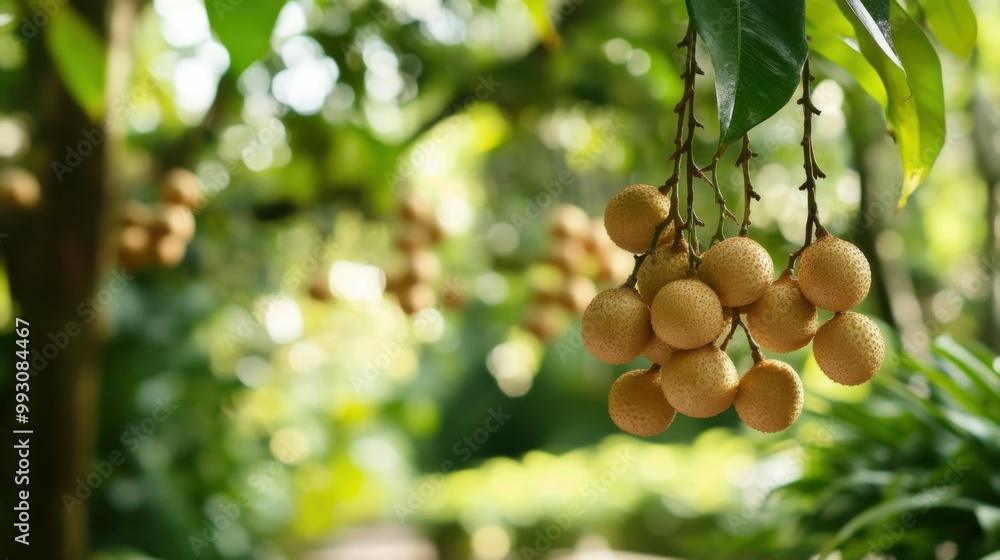 Fresh Longan Fruit Hanging in an Asian Garden Fresh Longan Fruit Hanging in an Asian Garden
