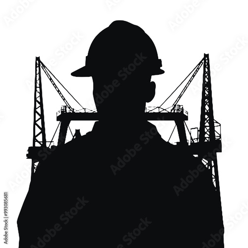 Engineer at Work Silhouette Vector Illustration Transparent Background