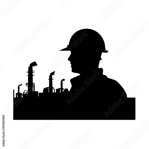 Engineer at Work Silhouette Vector Illustration Transparent Background