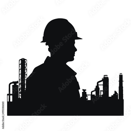 Engineer at Work Silhouette Vector Illustration Transparent Background