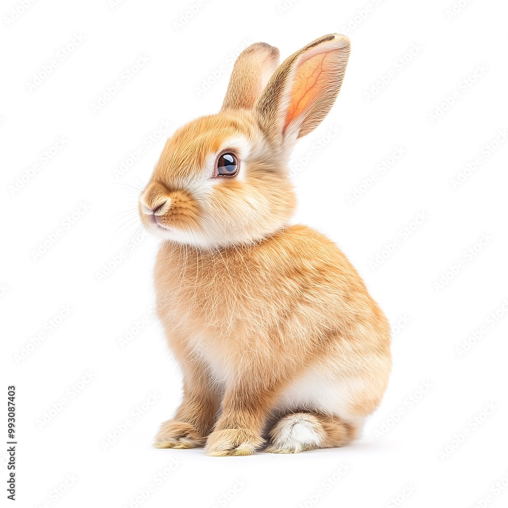 Obraz premium rabbit sitting isolated on white background 