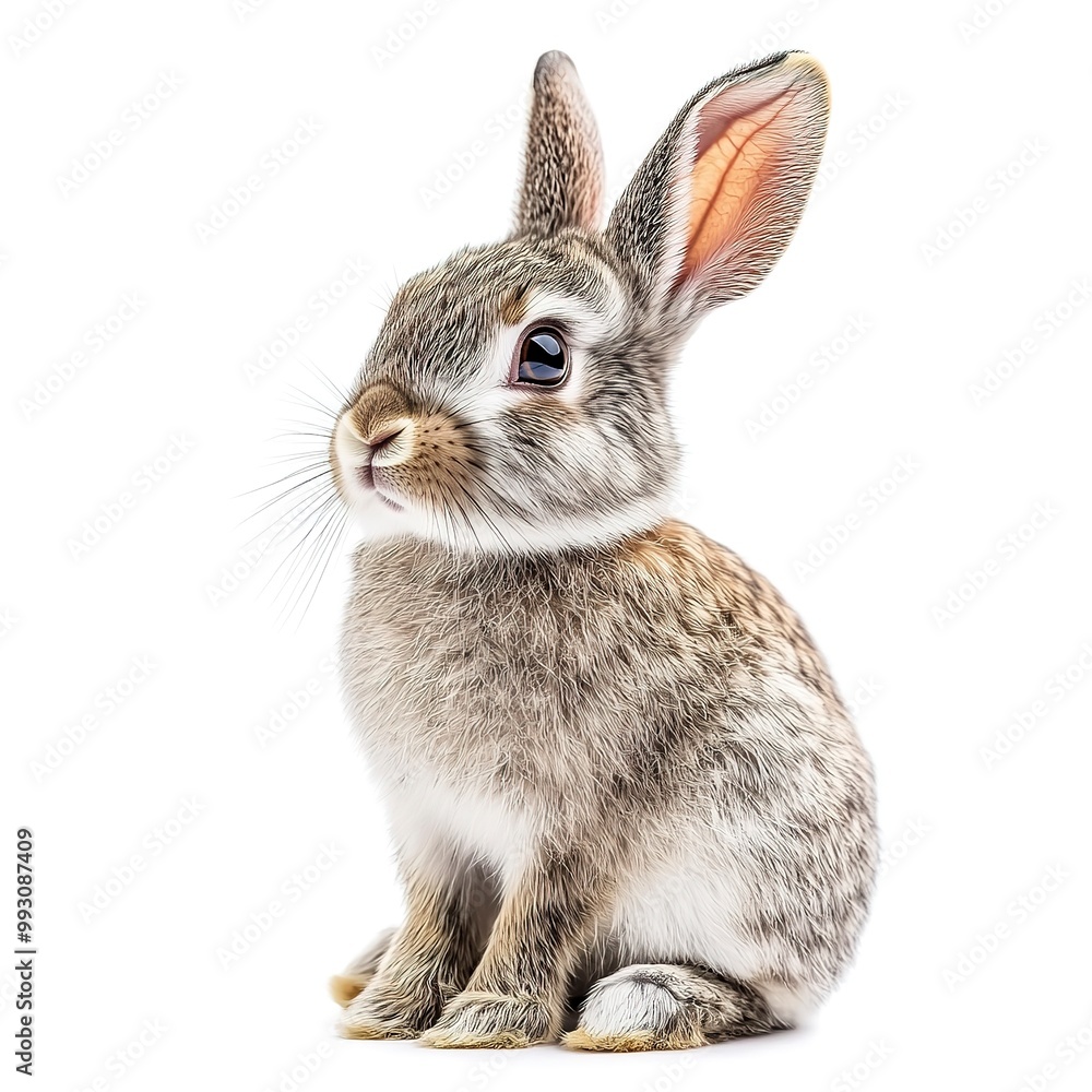 Obraz premium rabbit sitting isolated on white background