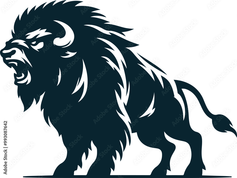 Fototapeta premium Angry bison Silhouette Vector file. on white background