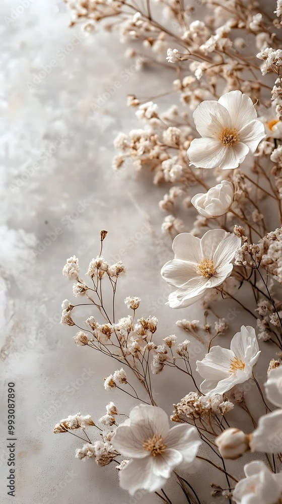 Delicate White Flowers on Textured Background, a Photo Delicate White Flowers on Textured Background, a Photo