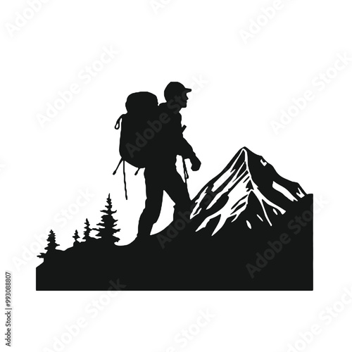 mountaineer climber hiker people, vector silhouette collection