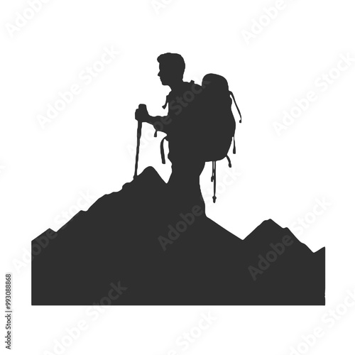 mountaineer climber hiker people, vector silhouette collection