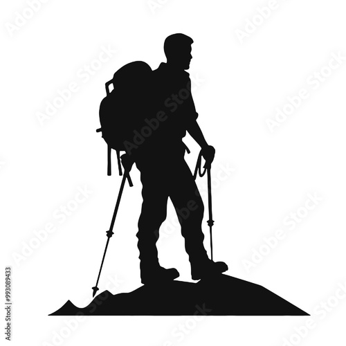 mountaineer climber hiker people, vector silhouette collection