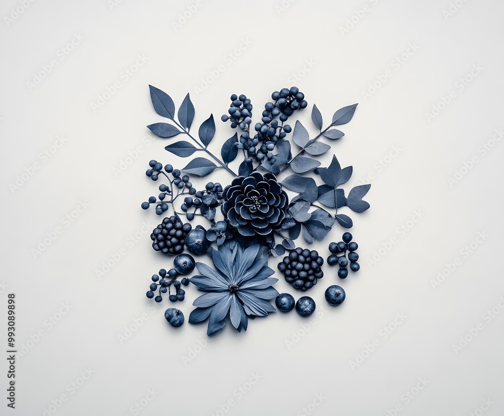 Fototapeta premium Elegant Monochrome Floral Arrangement on Minimalist Background