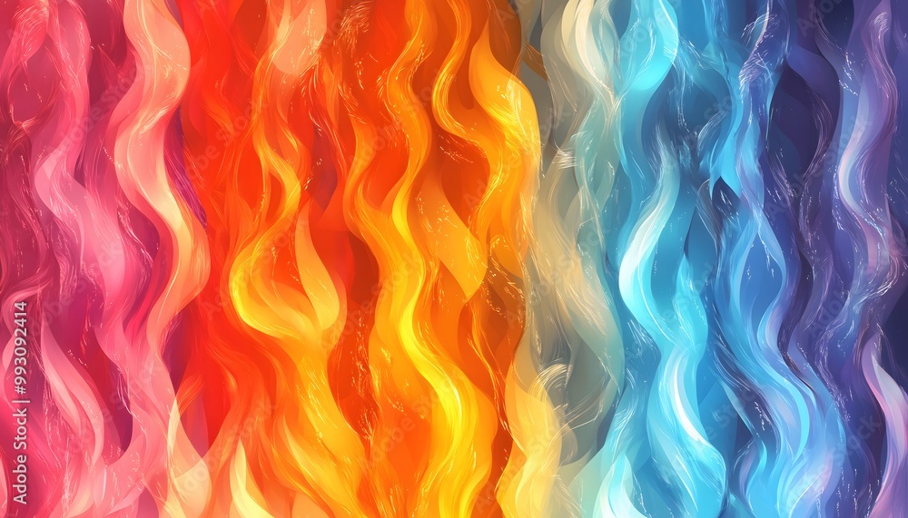 An abstract and seamless illustration of multicolored fire