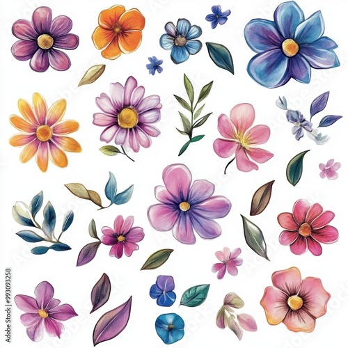 Watercolor Floral Elements.