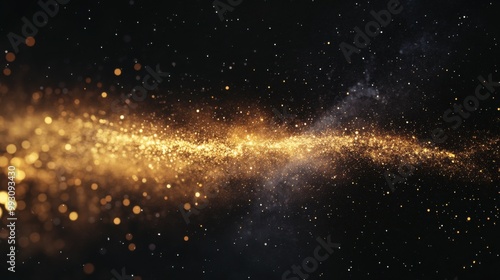 Golden Stream of Light in Dark Space Background