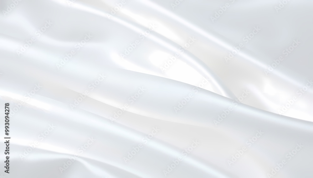 Close-Up of White Satin Fabric with Natural Folds and Soft, Glossy Light Reflections Close-Up of White Satin Fabric with Natural Folds and Soft, Glossy Light Reflections