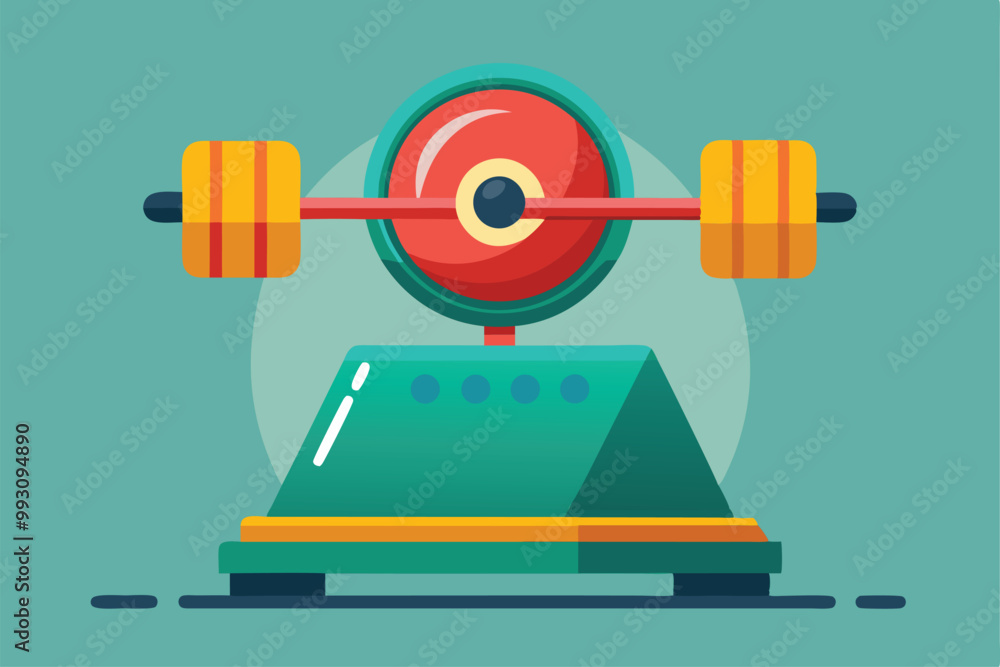 A colorful illustration of a customizable weight with a barbell on a platform, perfect for fitness themes, Customizable weight illustration. A colorful illustration of a customizable weight with a barbell on a platform, perfect for fitness themes, Customizable weight illustration.