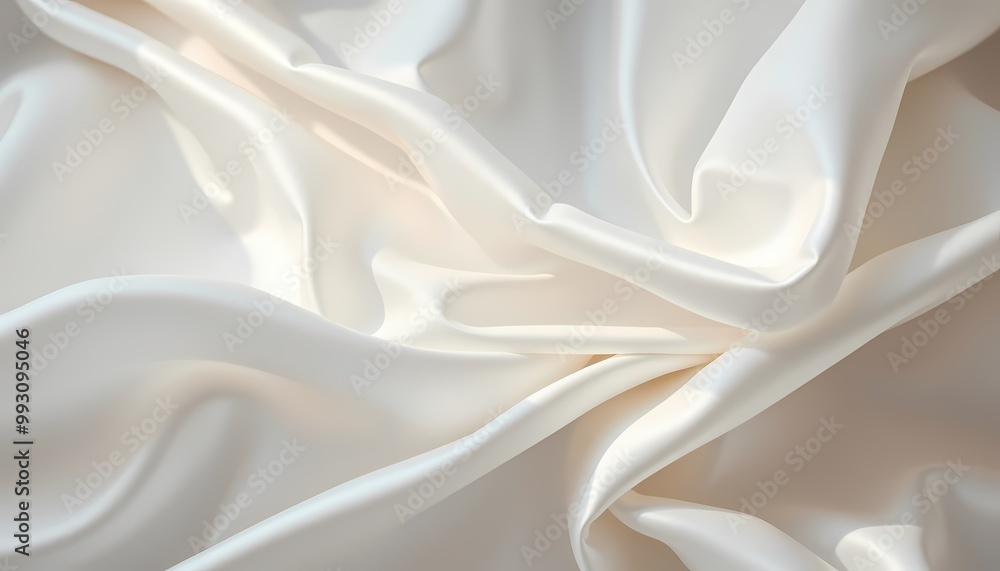 Obraz premium High-Definition Macro of Wrinkled White Fabric with Smooth Satin Textures and Light Reflections