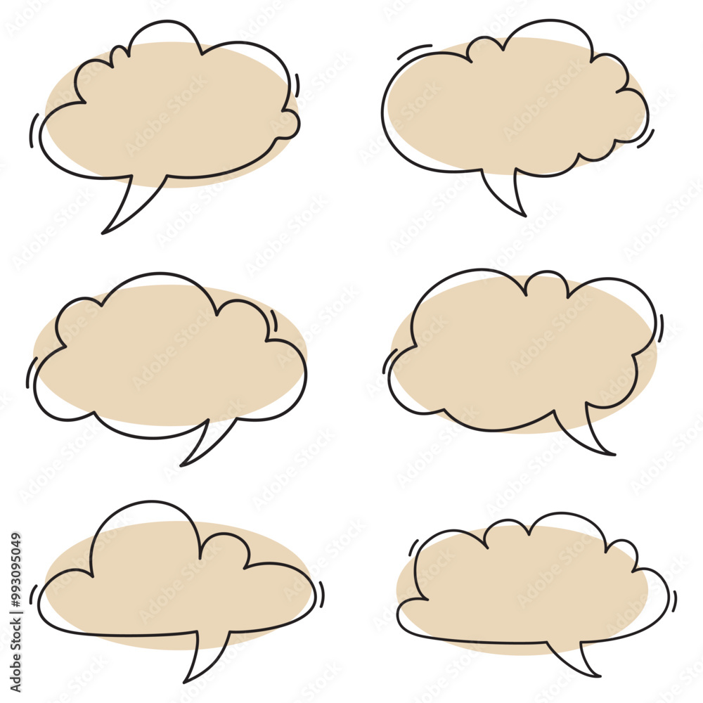 Hand drawn set of speech bubbles isolated . Doodle set element. Vector illustration. Hand drawn set of speech bubbles isolated . Doodle set element. Vector illustration.