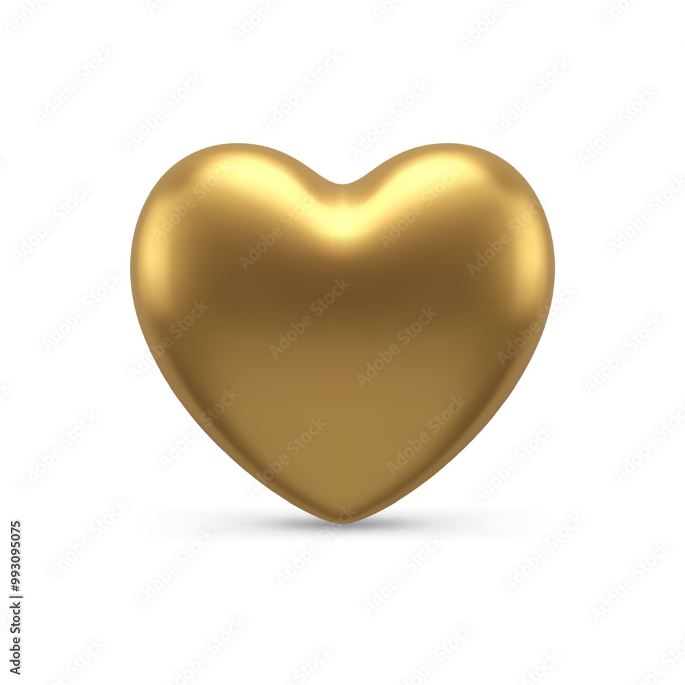 Cute golden heart shape decorative decor statuette for festive holiday realistic vector illustration. Bright luxury design template for Christmas tree, st Valentines day or romantic honeymoon isolated Cute golden heart shape decorative decor statuette for festive holiday realistic vector illustration. Bright luxury design template for Christmas tree, st Valentines day or romantic honeymoon isolated