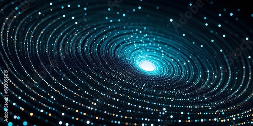 Wallpaper Mural A glowing spiral of tiny lights converging toward a bright central point, resembling a cosmic vortex or a stylized white hole in space Torontodigital.ca