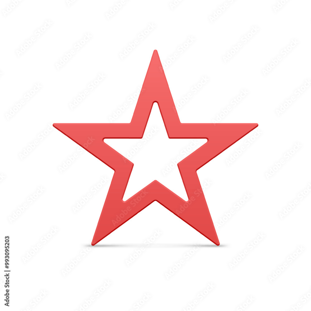 Classic red realistic five pointed star outline border metallic glossy Christmas luxury bauble decor vector illustration. Traditional expensive Xmas stellar insignia symbol of best quality 3d template Classic red realistic five pointed star outline border metallic glossy Christmas luxury bauble decor vector illustration. Traditional expensive Xmas stellar insignia symbol of best quality 3d template