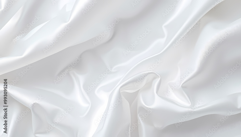 Fototapeta premium Highly Detailed Crinkled White Silk Fabric Close-Up with Subtle Reflective Highlights and Folds
