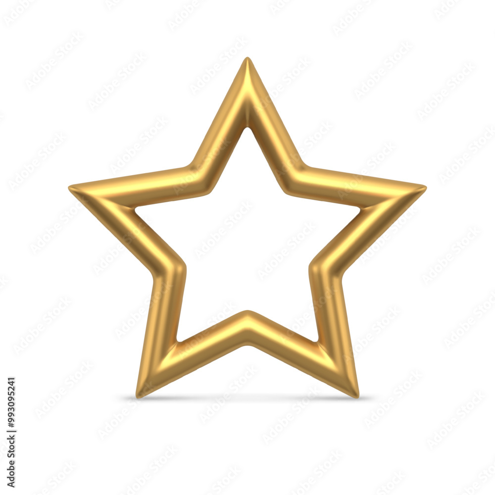 Bright luxury golden star metallic surface 3d template vector illustration. Realistic expensive jewelry insignia symbol Christmas tree decor interior bauble or spruce toy Bright luxury golden star metallic surface 3d template vector illustration. Realistic expensive jewelry insignia symbol Christmas tree decor interior bauble or spruce toy