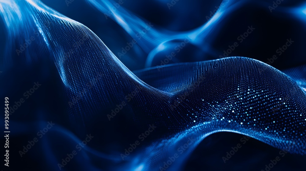 Fototapeta premium Abstract Blue Wave of Glowing Particles