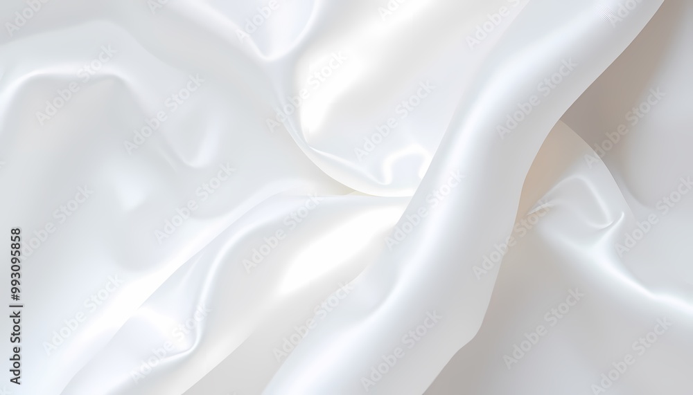 Obraz premium High-Resolution White Satin Fabric Close-Up with Natural Crinkles and Reflective Glossy Texture