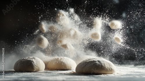 Dough Tossing Sequence in Floury Kitchen Setting