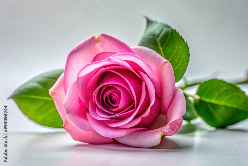 Elegant Single Pink Rose on a Soft White Background for Floral Decoration and Design Purposes Elegant Single Pink Rose on a Soft White Background for Floral Decoration and Design Purposes
