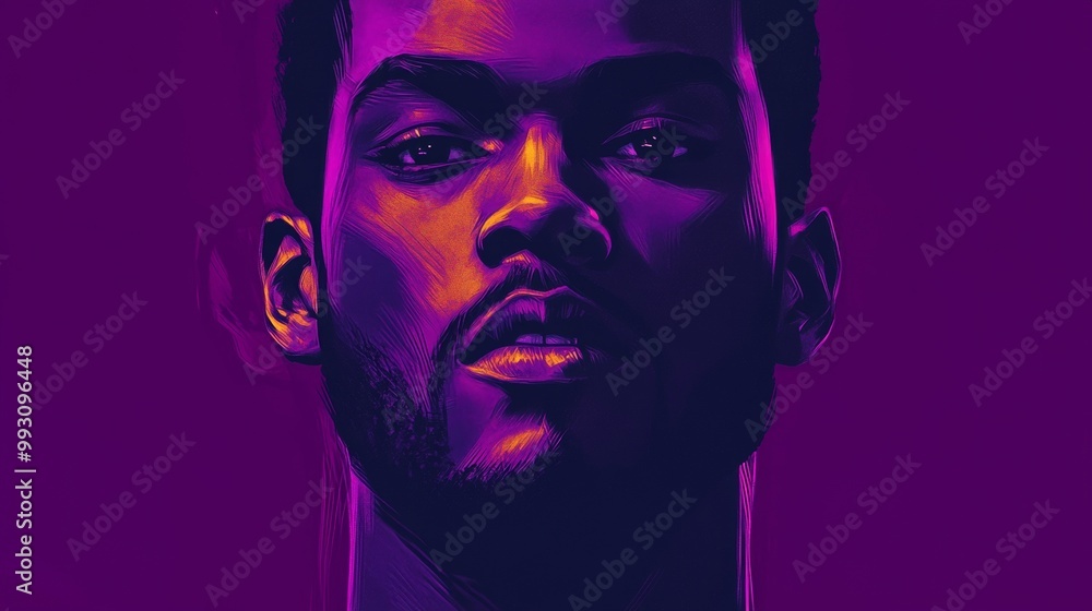 A man with a beard and a purple background A man with a beard and a purple background