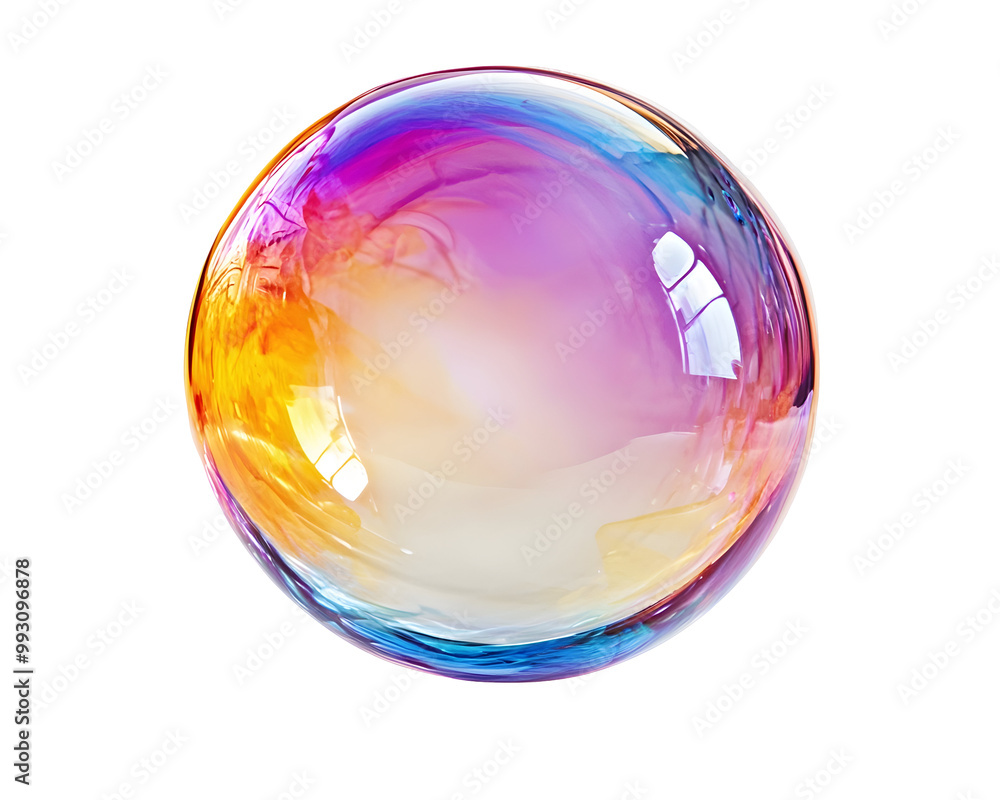Single colorful soap bubble with reflections, , clipping path, Single colorful soap bubble with reflections, , clipping path,