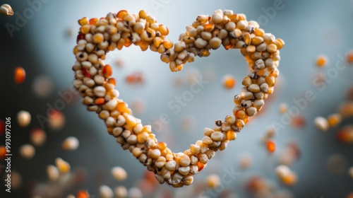 Colorful Heart Shape Made of Popping Kernels