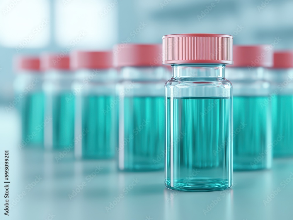 A clean row of test tubes arranged neatly on a sterile table in a brightly lit lab, soft white lighting, 3D render, top view. A clean row of test tubes arranged neatly on a sterile table in a brightly lit lab, soft white lighting, 3D render, top view.