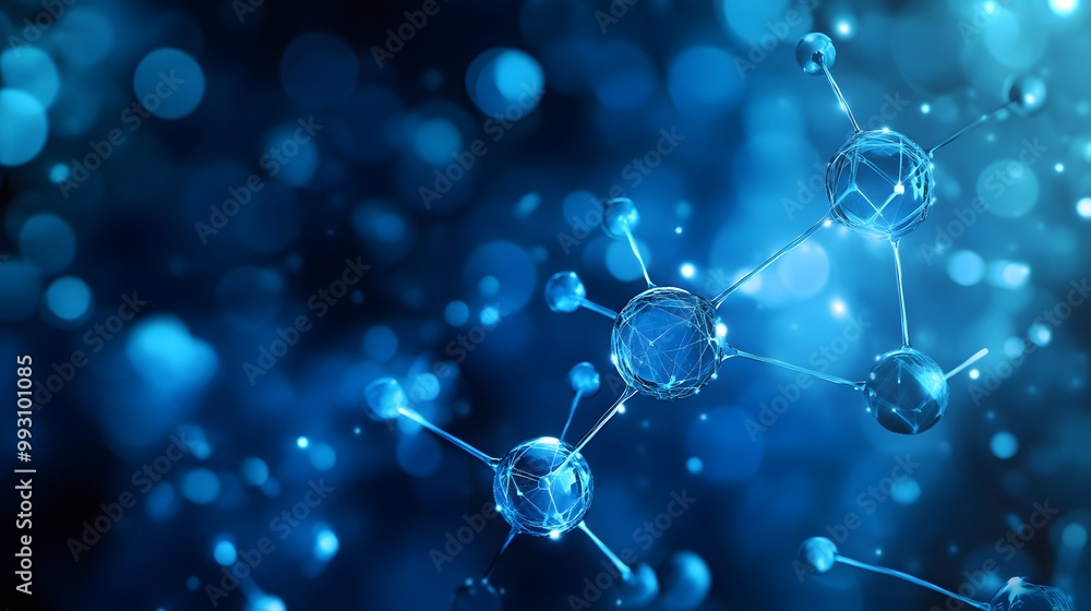 Abstract Molecular Structure with Blue Spheres and Bonds Abstract Molecular Structure with Blue Spheres and Bonds