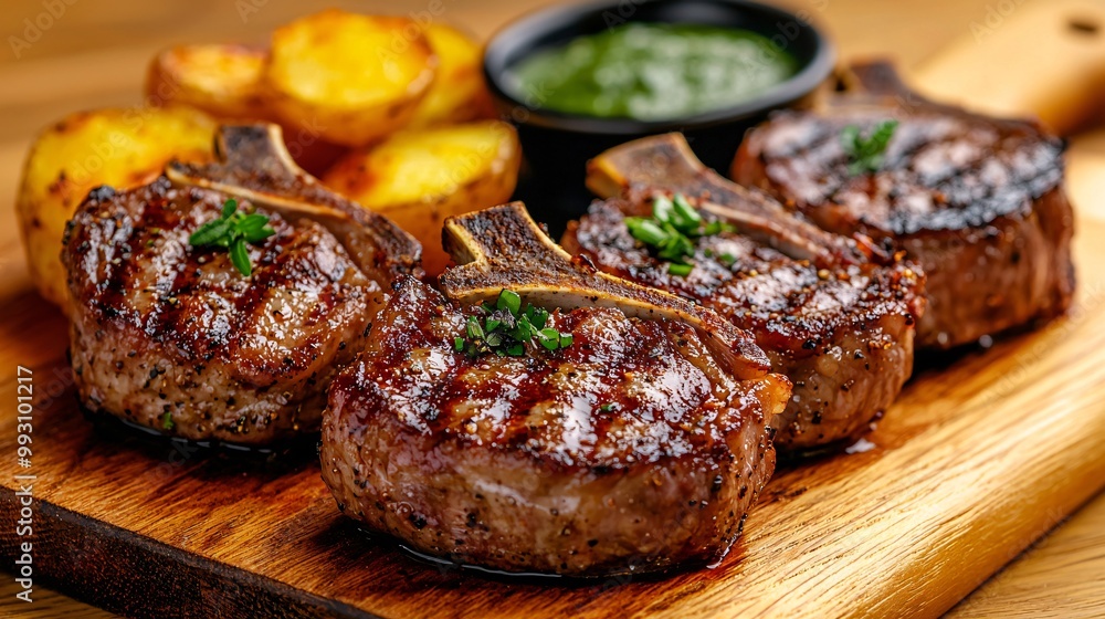 Grilled Lamb Chops with Potato Wedges. Grilled Lamb Chops with Potato Wedges.