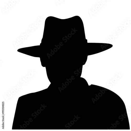 Man in Hat Side Profile Silhouette Vector Illustration Transparent Background