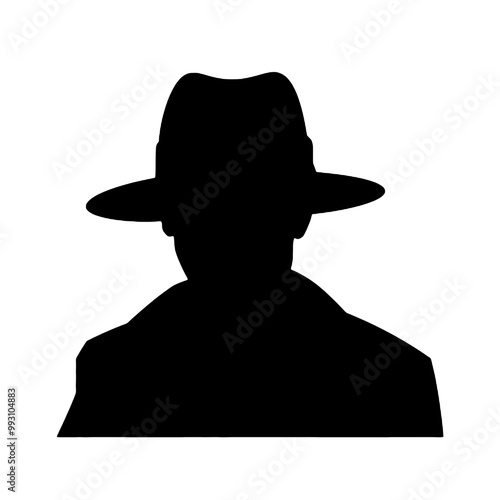 Man in Hat Side Profile Silhouette Vector Illustration Transparent Background