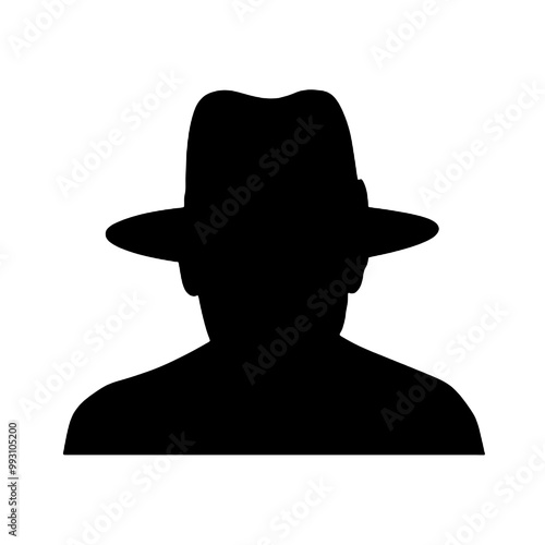 Vintage Man in Hat Silhouette Vector Illustration Transparent Background