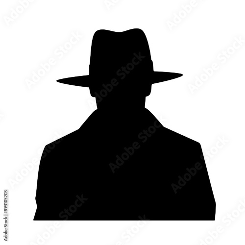 Vintage Man in Hat Silhouette Vector Illustration Transparent Background