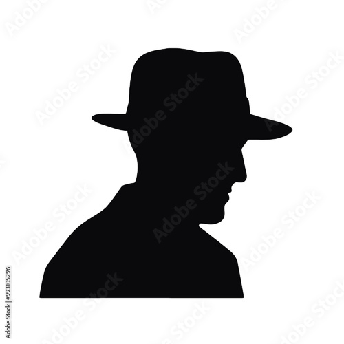 Man in Cowboy Hat Silhouette Vector Art Transparent Background