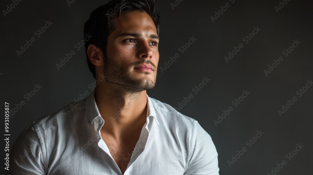 A man in a white shirt is looking at the camera A man in a white shirt is looking at the camera