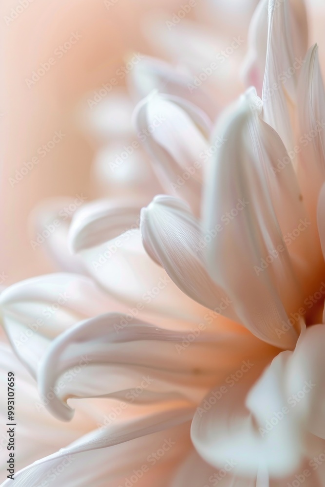 Soft Petals Up Close: Abstract Macro of White Flower with Gentle Pink Hues Soft Petals Up Close: Abstract Macro of White Flower with Gentle Pink Hues
