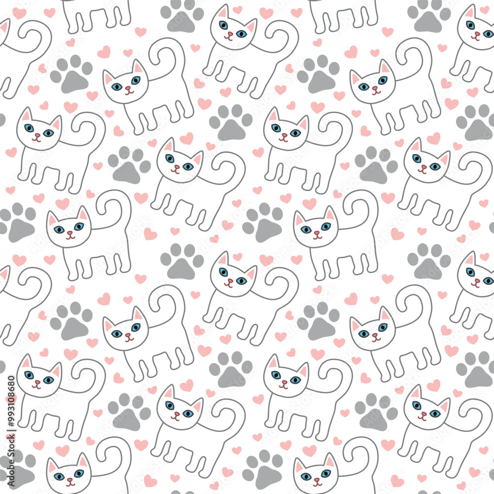 Seamless pattern with cute colorful Kittens. Creative childish texture. Great for fabric, textile Vector Illustration Seamless pattern with cute colorful Kittens. Creative childish texture. Great for fabric, textile Vector Illustration