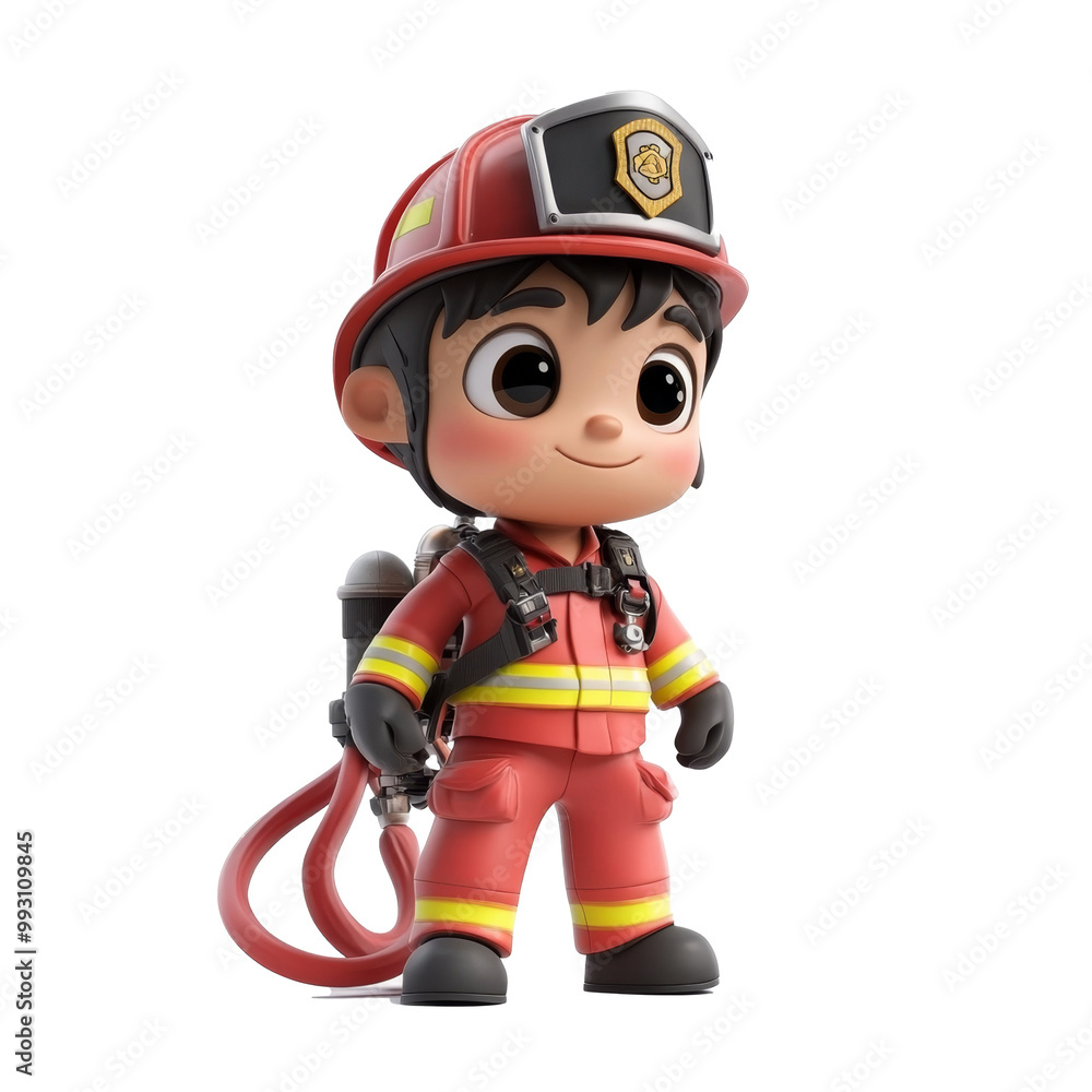 Cute 3D Cartoon Firefighter Character Cute 3D Cartoon Firefighter Character