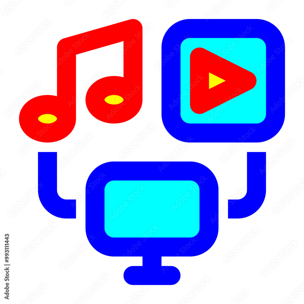 multimedia, media, media player, computer, entertainment, audio, video filled color outline multimedia, media, media player, computer, entertainment, audio, video filled color outline