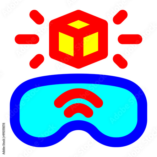 virtual reality, augmented reality, vr glasses, 3d glasses, vr, virtual, virtualization filled color outline