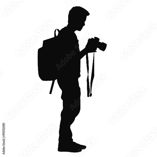 Photographer Capturing Moment Silhouette Vector Art Transparent Background